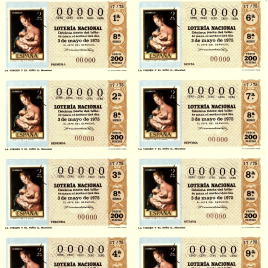 Capilla de billete de Lotería Nacional para el sorteo de 3 de mayo de 1975